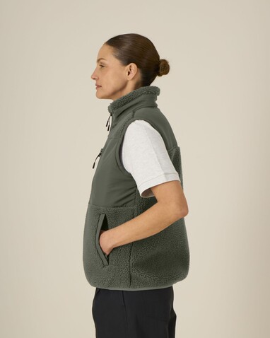 Liner - Die Unisex-Sherpaweste - Khaki - XS bedrucken, Art.-Nr. STJU249C223XS