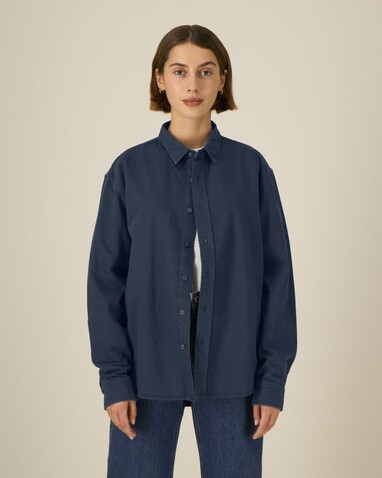 Worker Shirt - Das Relaxed Unisex-Hemd - G.Dyed Navy - M bedrucken, Art.-Nr. STWU975C3731M Worker Shirt - Das Relaxed Unisex-Hemd - G.Dyed Navy - M bedrucken, Art.-Nr. STWU975C3731M