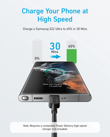 Anker USB-C to USB-C Kabel - 1.8 Meter, 60W grau, schwarz bedrucken, Art.-Nr. RBA81F6G11