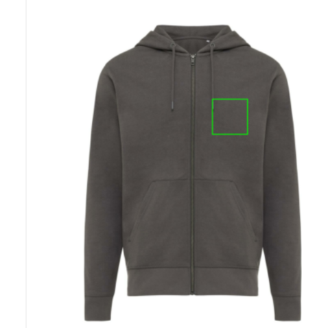 IQONIQ Abisko Zip-Kapuzenpullover aus recycelter Baumwolle anthrazit bedrucken, Art.-Nr. T9600.019.XXL