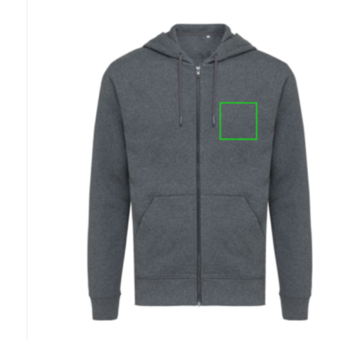 IQONIQ Abisko Zip-Kapuzenpullover aus recycelter Baumwolle heather anthracite bedrucken, Art.-Nr. T9600.014.XS