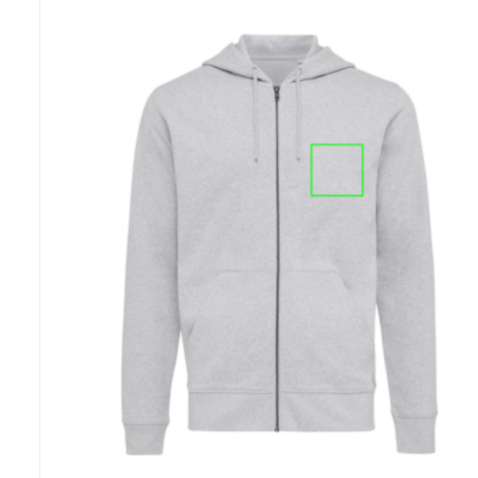 IQONIQ Abisko Zip-Kapuzenpullover aus recycelter Baumwolle heather grey bedrucken, Art.-Nr. T9600.013.XL