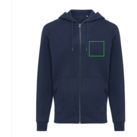 IQONIQ Abisko Zip-Kapuzenpullover aus recycelter Baumwolle navy blau bedrucken, Art.-Nr. T9600.002.XS