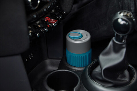 Black+Blum Glas-Reisebecher 340ml turkis bedrucken, Art.-Nr. P439.1633