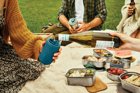 Black+Blum Glas-Reisebecher 340ml turkis bedrucken, Art.-Nr. P439.1633