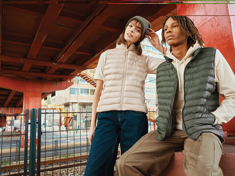 IQONIQ Meru Damen Bodywarmer aus recyceltem Polyester beige bedrucken, Art.-Nr. T4702.030.XXXL