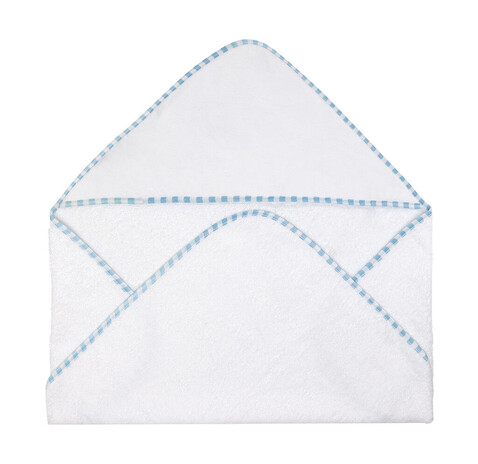 SG ACCESSORIES - TOWELS Po Hooded Baby Towel, White/Baby Blue, One Size bedrucken, Art.-Nr. 010640580