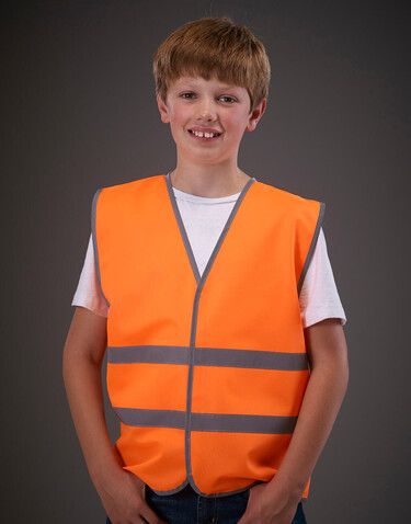 Yoko Kids Fluo Reflective Border Waistcoat, Fluo Yellow, 10-12 (L) bedrucken, Art.-Nr. 011776054