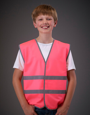Yoko Kids Fluo Reflective Border Waistcoat, Lime, 7-9 (M) bedrucken, Art.-Nr. 011775213