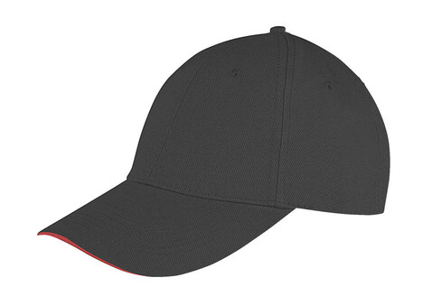 Result Caps Memphis Low Profile Sandwich Peak Cap, Black/Red, One Size bedrucken, Art.-Nr. 012341540