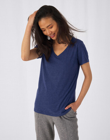 B &amp; C V Triblend/women T-Shirt, Heather Navy, XS bedrucken, Art.-Nr. 012422042