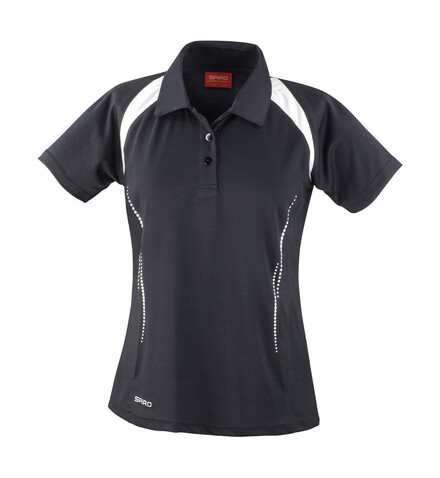Result Ladies` Spiro Team Spirit Polo, Black/White, S bedrucken, Art.-Nr. 019331503
