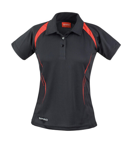 Result Ladies` Spiro Team Spirit Polo, Black/Red, XL bedrucken, Art.-Nr. 019331546