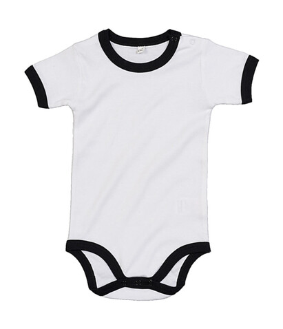 BabyBugz Baby Ringer Bodysuit, White/Black, 3-6 bedrucken, Art.-Nr. 019470562