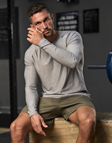 Tee Jays Long Sleeve CoolDry Tee, Grey Melange, L bedrucken, Art.-Nr. 020541345