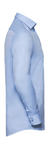 Russell Europe Tailored Contrast Herringbone Shirt LS, Light Blue/Mid Blue/Bright Navy, 3XL bedrucken, Art.-Nr. 022003838