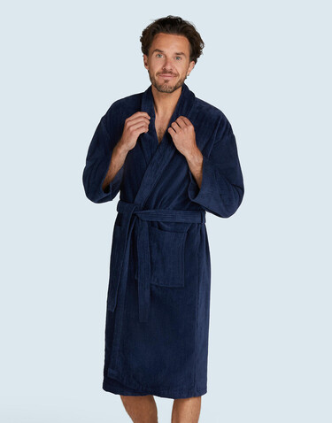 SG ACCESSORIES - TOWELS Como Velours Bath Robe, Navy, 2XL bedrucken, Art.-Nr. 025642007