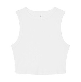 Bella Women`s Micro Rib Muscle Crop Tank, Solid White Blend, XS bedrucken, Art.-Nr. 026060042