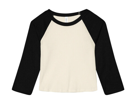 Bella Women`s Micro Rib 3/4 Raglan Baby Tee, Natural/Black, S bedrucken, Art.-Nr. 028060503