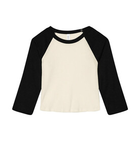 Bella Women`s Micro Rib 3/4 Raglan Baby Tee, Natural/Black, XS bedrucken, Art.-Nr. 028060502