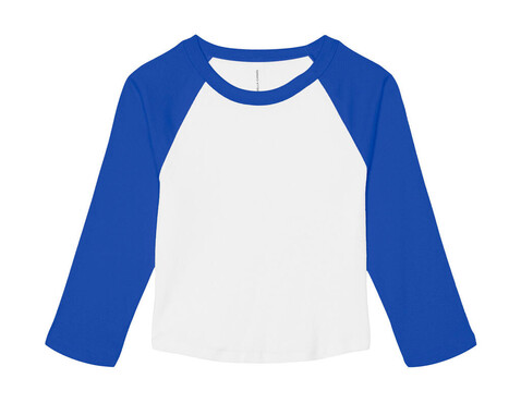 Bella Women`s Micro Rib 3/4 Raglan Baby Tee, White/True Royal, M bedrucken, Art.-Nr. 028060624 Bella Women`s Micro Rib 3/4 Raglan Baby Tee, White/True Royal, M bedrucken, Art.-Nr. 028060624