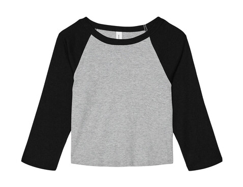 Bella Women`s Micro Rib 3/4 Raglan Baby Tee, Athletic Heather/Black, XS bedrucken, Art.-Nr. 028061732