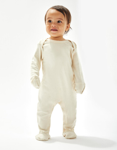 BabyBugz Baby Sleepsuit with Scratch Mitts, White, 6-12 bedrucken, Art.-Nr. 030470003