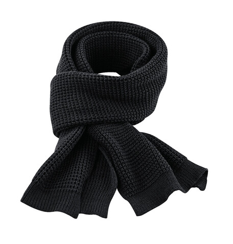 Beechfield Classic Waffle Knit Scarf, Black, One Size bedrucken, Art.-Nr. 055691010