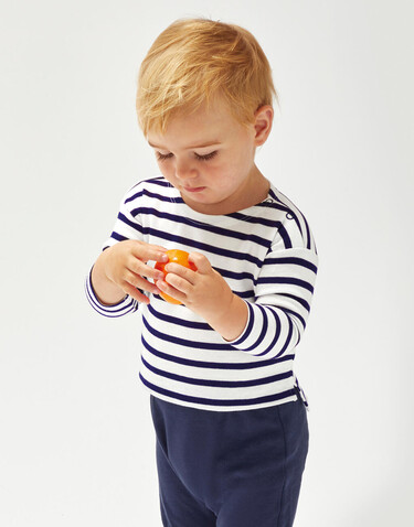 BabyBugz Baby Breton Top, White/Navy, 6-12 bedrucken, Art.-Nr. 056470523