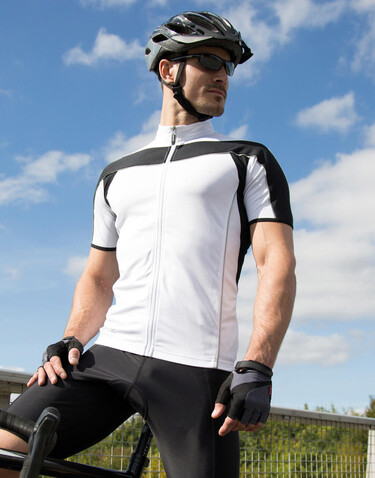 Result Bike Full Zip Top, White/Black, L bedrucken, Art.-Nr. 064330565
