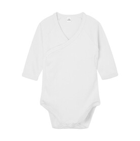 BabyBugz Baby Long Sleeve Kimono Bodysuit, White, 0-3 bedrucken, Art.-Nr. 070470001