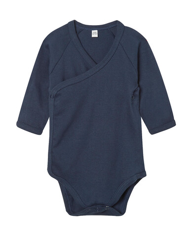 BabyBugz Baby Long Sleeve Kimono Bodysuit, Nautical Navy, 3-6 bedrucken, Art.-Nr. 070472012