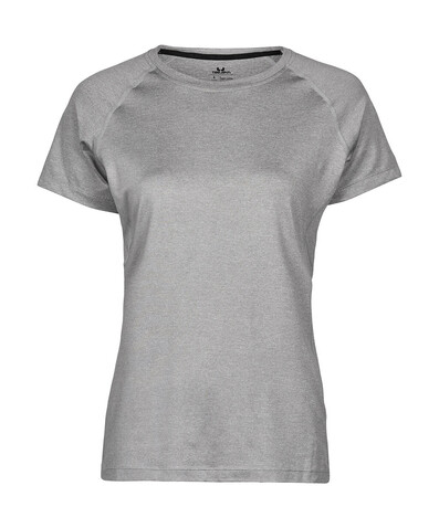 Tee Jays COOLdry Ladies` Tee, Grey Melange, 2XL bedrucken, Art.-Nr. 077541347
