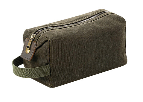 Quadra Heritage Waxed Canvas Wash Bag, Olive Green, One Size bedrucken, Art.-Nr. 079305300