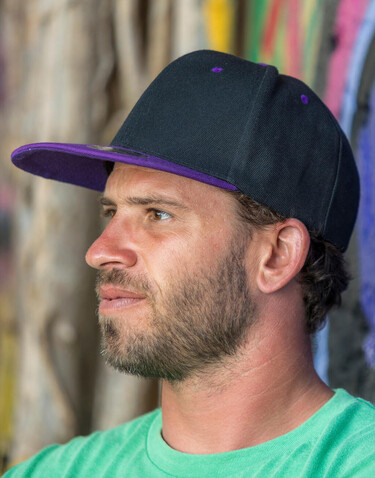 Result Caps Bronx Original Flat Peak Dual Color, Heather Grey/Black, One Size bedrucken, Art.-Nr. 082341700