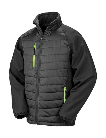Result Compass Padded Softshell, Black/Lime, XS bedrucken, Art.-Nr. 084331712