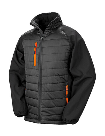 Result Compass Padded Softshell, Black/Orange, 4XL bedrucken, Art.-Nr. 084331789