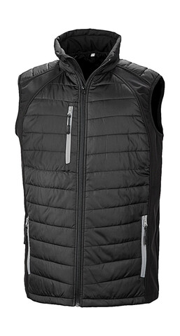 Result Compass Padded Softshell Gilet, Black/Grey, XS bedrucken, Art.-Nr. 085331512