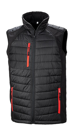 Result Compass Padded Softshell Gilet, Black/Red, M bedrucken, Art.-Nr. 085331544