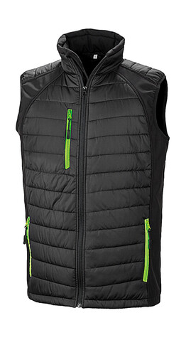 Result Compass Padded Softshell Gilet, Black/Lime, XL bedrucken, Art.-Nr. 085331716