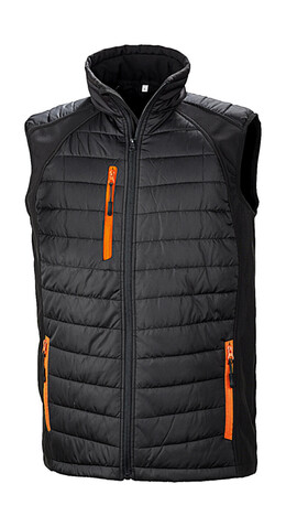 Result Compass Padded Softshell Gilet, Black/Orange, 2XL bedrucken, Art.-Nr. 085331787