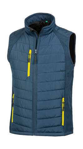 Result Compass Padded Softshell Gilet, Navy/Yellow, 3XL bedrucken, Art.-Nr. 085332728