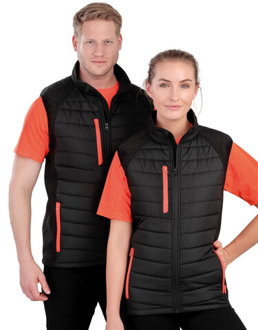Result Compass Padded Softshell Gilet, Black/Yellow, M bedrucken, Art.-Nr. 085331394