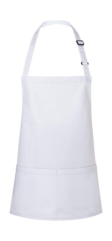 Karlowsky Short Bib Apron Basic with Buckle and Pocket, White, One Size bedrucken, Art.-Nr. 088670000