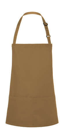 Karlowsky Short Bib Apron Basic with Buckle and Pocket, Camel, One Size bedrucken, Art.-Nr. 088677080