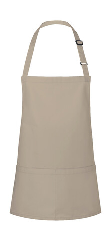 Karlowsky Short Bib Apron Basic with Buckle and Pocket, Sand, One Size bedrucken, Art.-Nr. 088677410