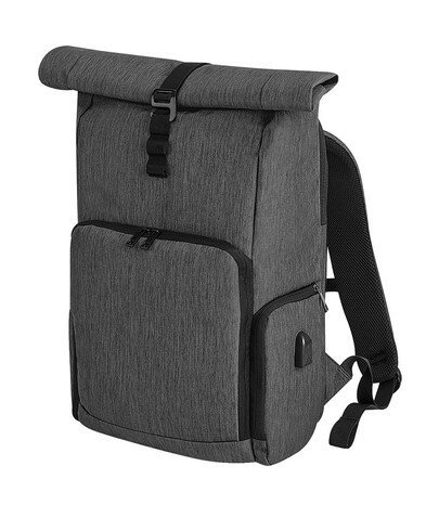 Quadra Q-Tech Charge Roll-Top Backpack, Granite Marl, One Size bedrucken, Art.-Nr. 089301100