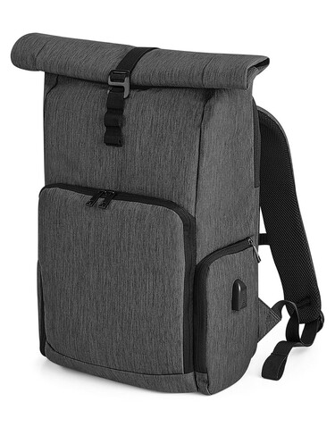 Quadra Q-Tech Charge Roll-Top Backpack, Granite Marl, One Size bedrucken, Art.-Nr. 089301100