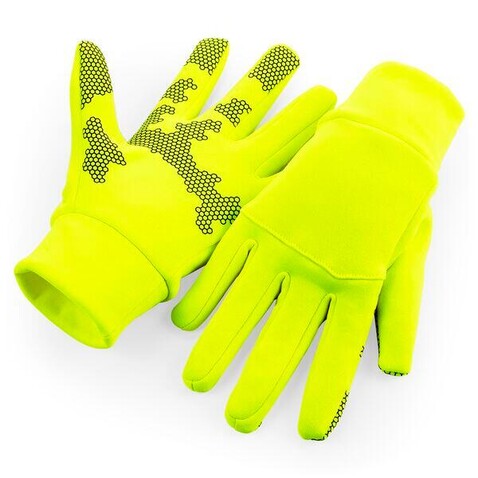 Beechfield Softshell Sports Tech Gloves, Fluorescent Yellow, L/XL bedrucken, Art.-Nr. 089696052