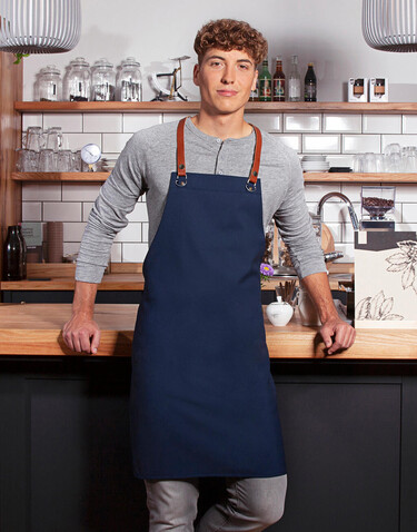 Karlowsky Bib Apron Green-Generation, Steel Blue, One Size bedrucken, Art.-Nr. 094672070